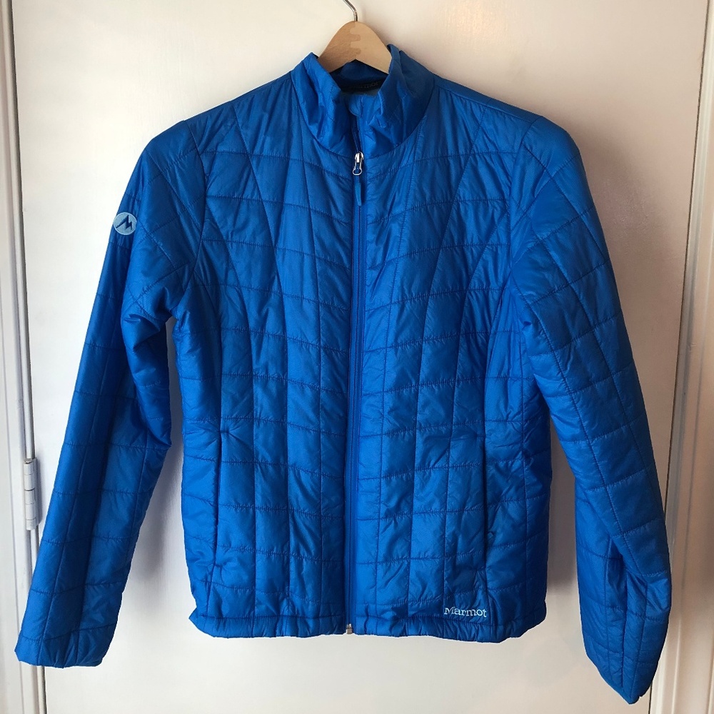 Bright Blue Marmot Puffer Jacket